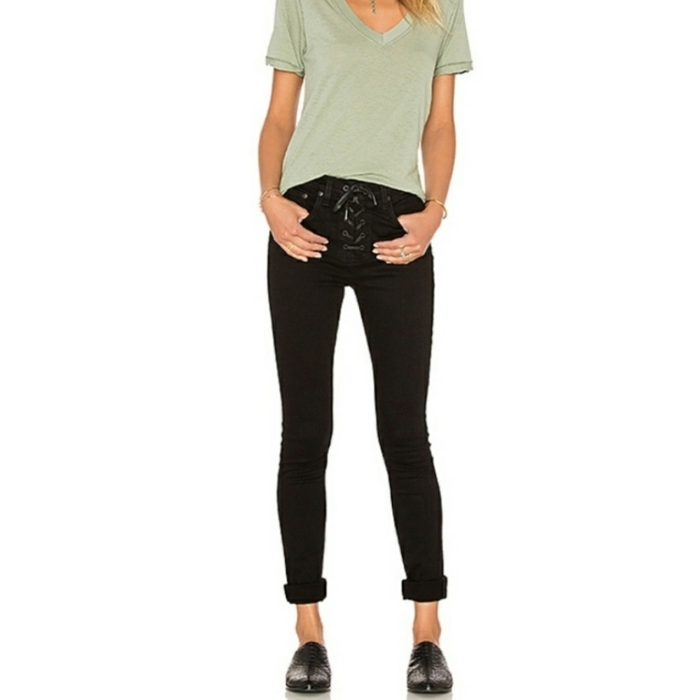 Rag & Bone Lace Up High Rise Skinny Jeans